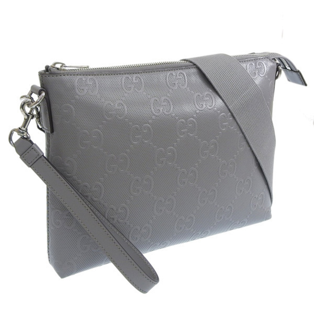 Gucci Outlet Leather Shoulder Bag Grey